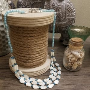 Stunning blue and white multi-strand necklace